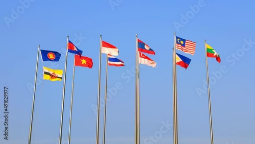 National flag of Association of Southeast Asian Nations (or ASEAN) regional intergovernmental organization