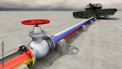 Panzer steht auf Pipeline (Nord Stream 2) photo
