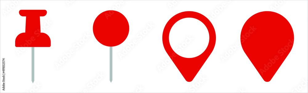 Red pin map marker. icon set, location signs flat symbol, gps pointer. eps 10
Red pin map marker. icon set, location signs flat symbol, gps pointer. eps 10