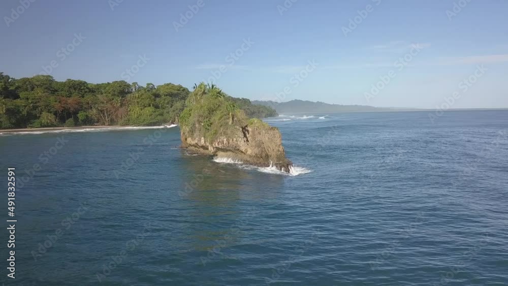 drone aerial of caribbean puerto viejo, Costa Rica beach empty drone aerial of caribbean puerto viejo, Costa Rica beach empty