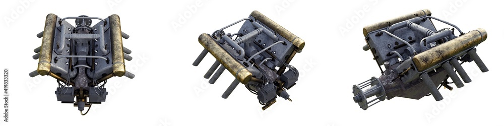 3d illustration of a airplane engine on a white background. 3d illustration of a airplane engine on a white background.