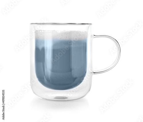 Blue butterfly pea latte in...