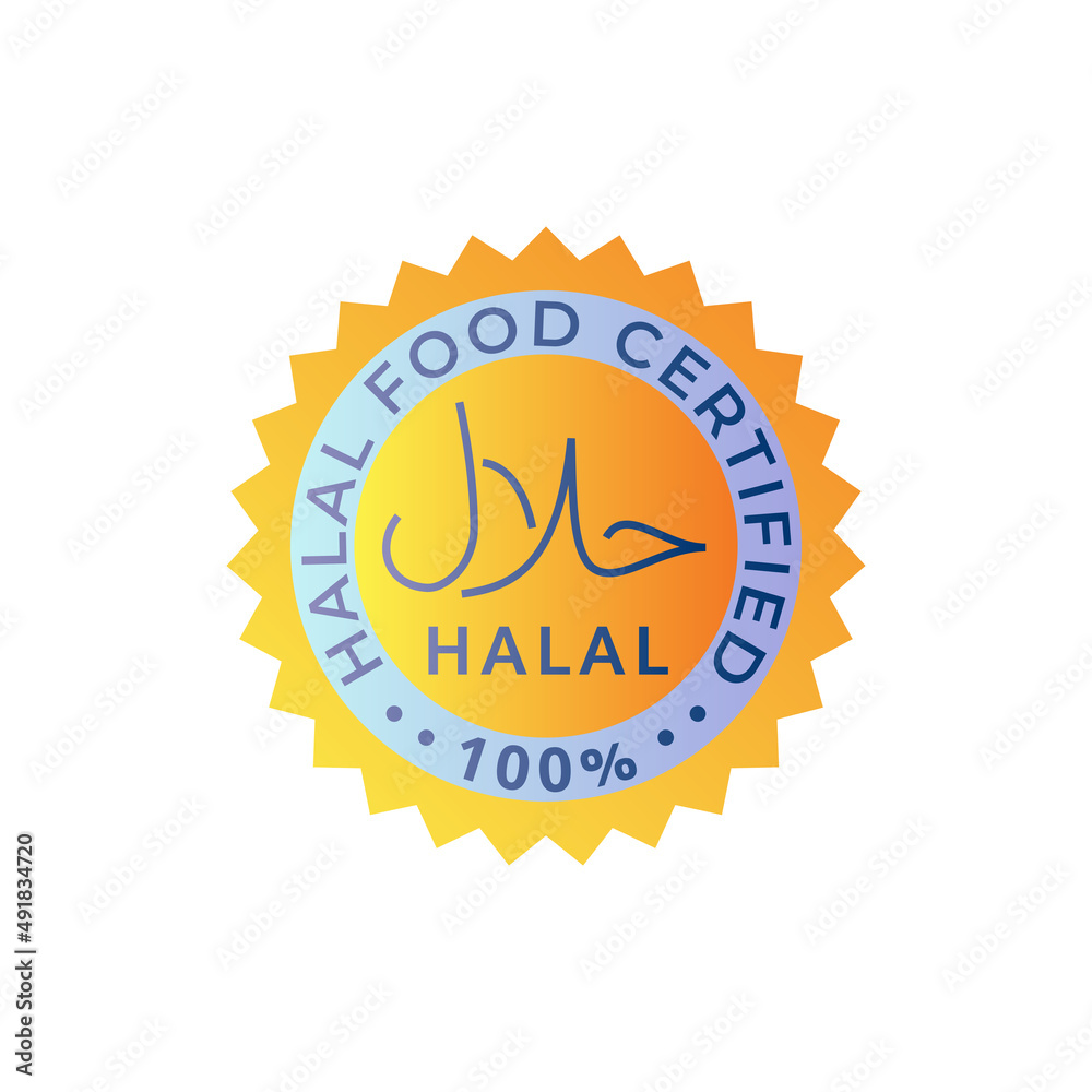 Halal food sign, round emblem. Certified and guaranteed. Islam religion. Vector illustration. Halal food sign, round emblem. Certified and guaranteed. Islam religion. Vector illustration.