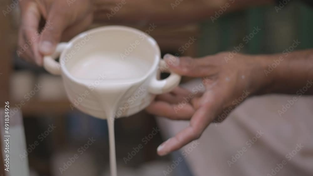 Close-up the artist makes ceramic potter
Close-up the artist makes ceramic potter