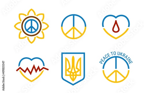 Peace to Ukraine. National Ukrainian symbols collection
