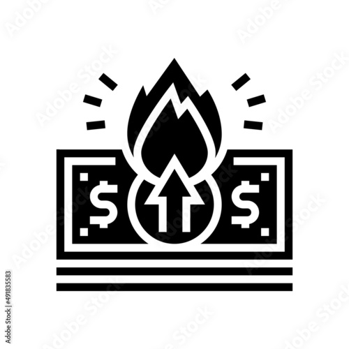 dollar inflation glyph icon vector. dollar inflation sign. isolated contour symbol black illustration