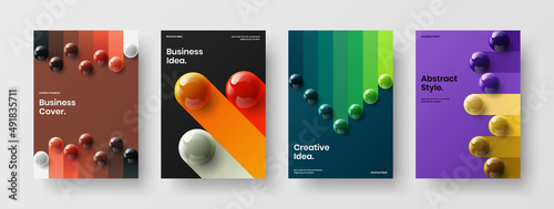 Creative journal cover A4 design vector concept bundle. Isolated 3D spheres corporate identity template collection. © kitka