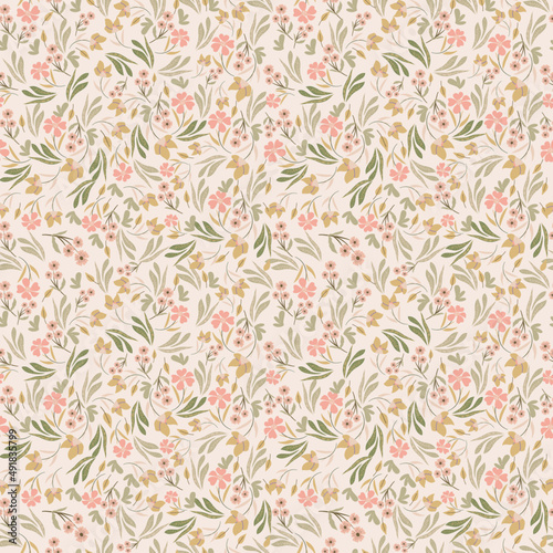 Blooming meadow pattern. Ditsy style. A Pattern for print, wallpaper, fabric, cushion, bedding, and much more