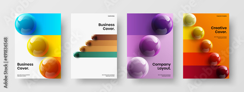 Multicolored postcard vector design illustration composition. Geometric realistic spheres brochure concept collection.