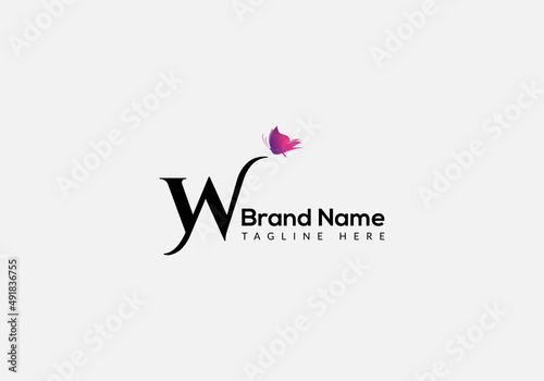 Abstract W letter modern initial butterfly lettermarks logo design	