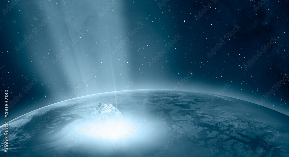 Fototapeta premium Attack of the asteroid on the Earth 