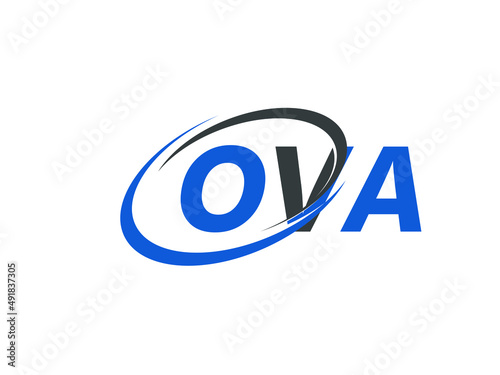 OVA letter creative modern elegant swoosh logo design