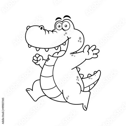 Happy Crocodile Cartoon Character Outline Premium Vector