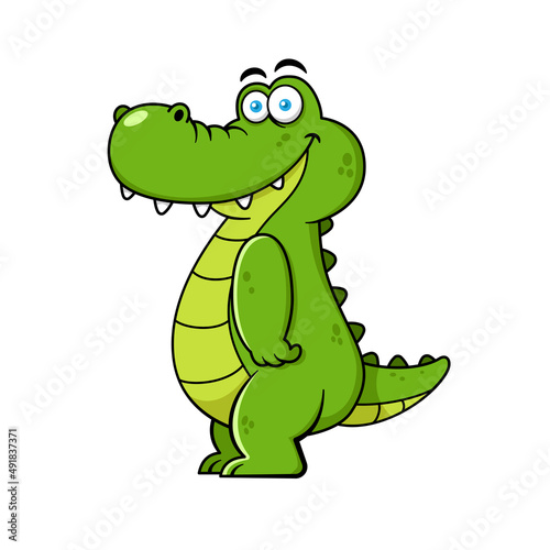 Funny Crocodile Cartoon Character Premium Vector