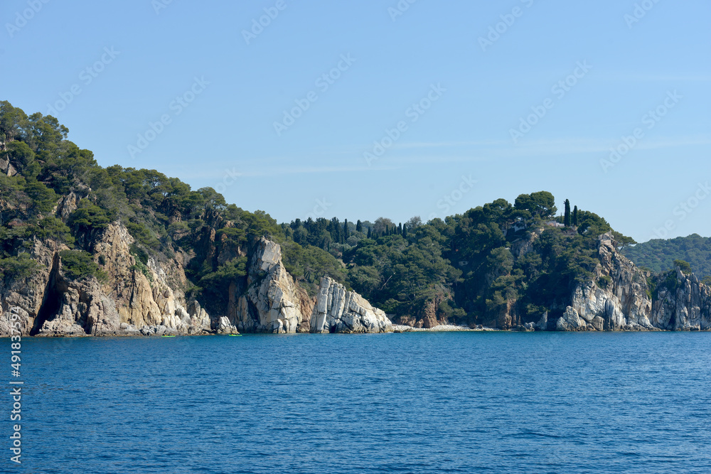 View towards beach Agulla near Saint Christina, Catalonia.