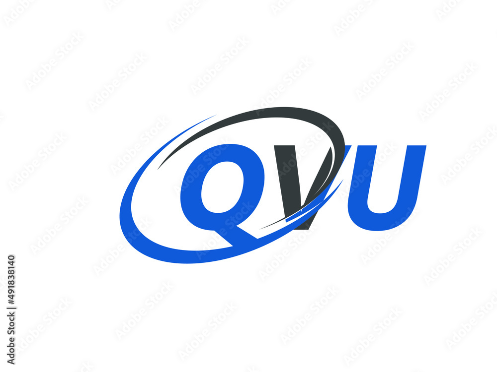 QVU letter creative modern elegant swoosh logo design