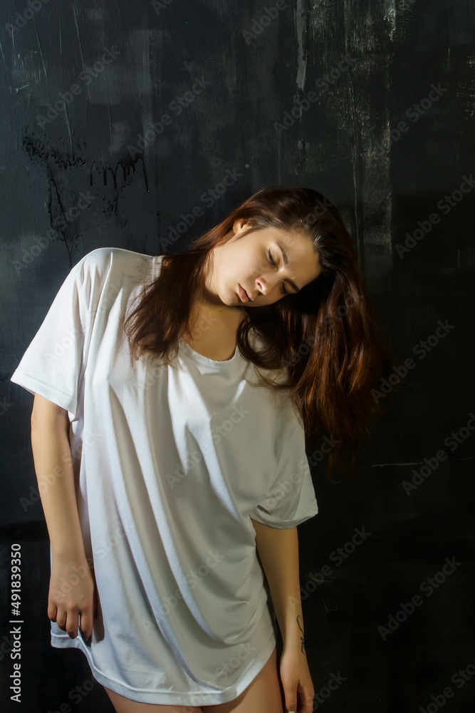 portrait of a young woman with emotions suffering, depression, pain, fear, loneliness, longing, mental disorders portrait of a young woman with emotions suffering, depression, pain, fear, loneliness, longing, mental disorders