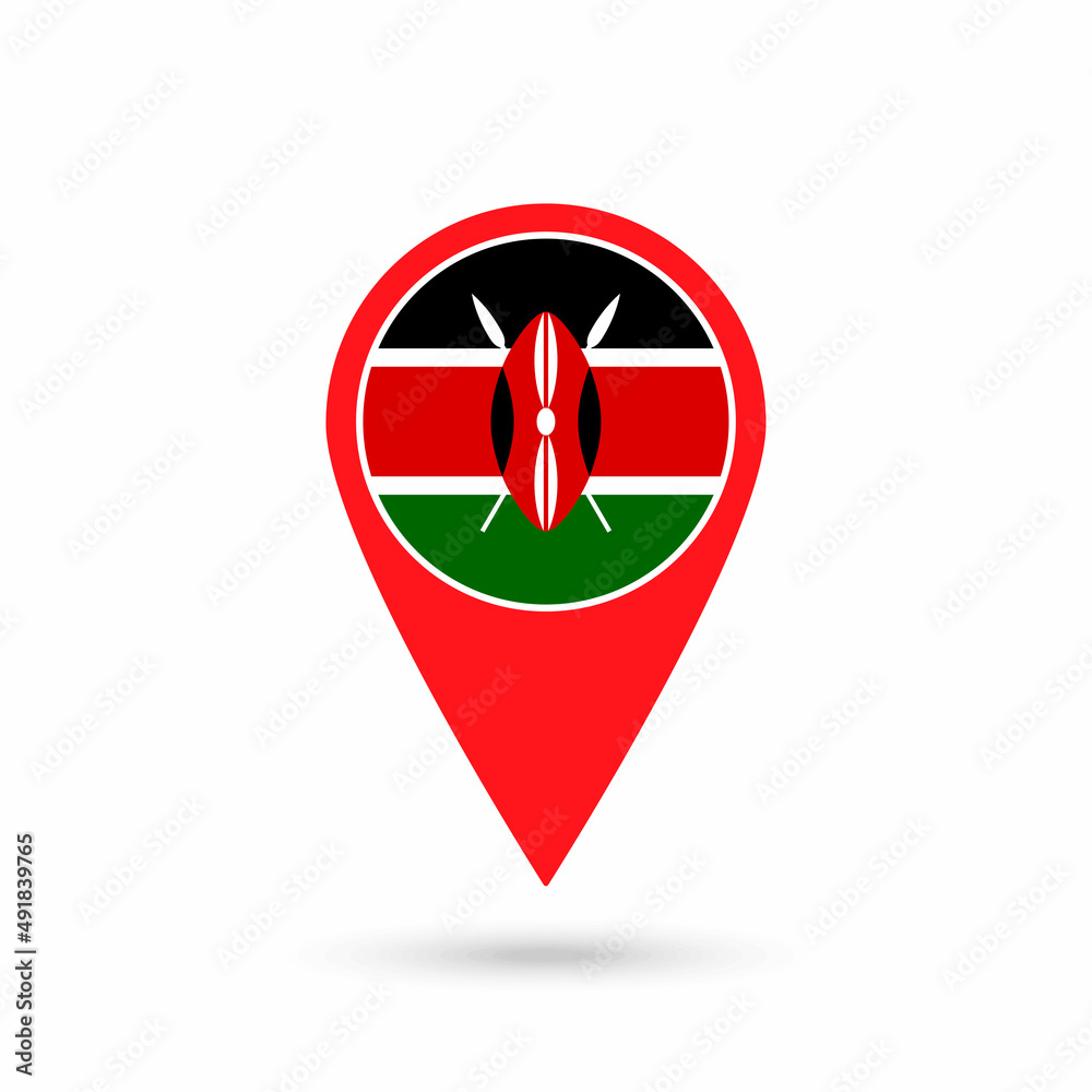 Map pointer with contry Kenya. Kenya flag. Vector illustration. Map pointer with contry Kenya. Kenya flag. Vector illustration.