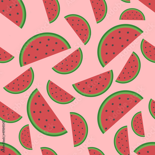 illustration of a seamless patern of watermelon berries for printing on tablecloths, posters, gift paper, for printing on clothes, dishes, textiles, home goods. 