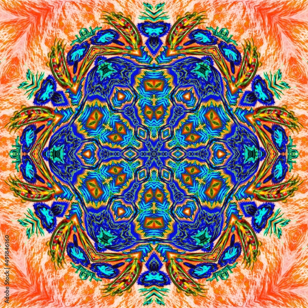 Fototapeta premium mandala drawing digital symmetrical pattern 