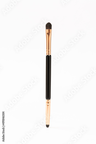 makeup brush close-up on a white background