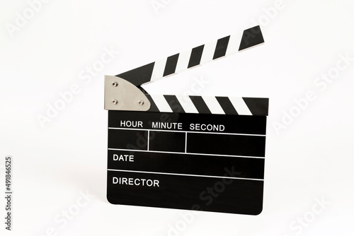 movie clapperboard on white background