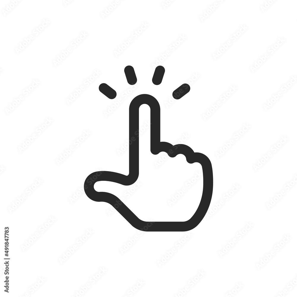 Hand clicking icon. Finger pointer pictogram. Click tap vector symbol. Hand clicking icon. Finger pointer pictogram. Click tap vector symbol.