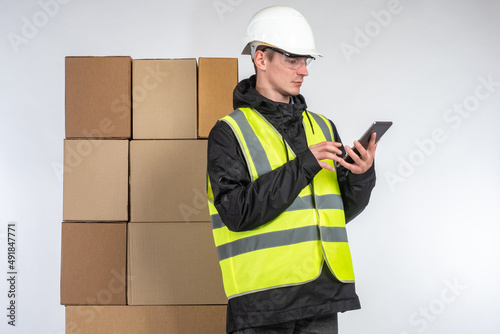 Warehouse worker. Man with ...
