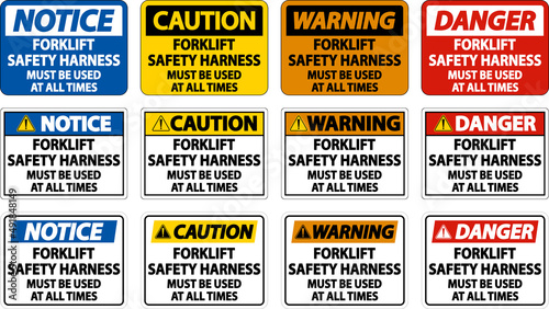 Forklift Safety Harness Sign On White Background