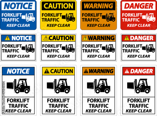 Forklift Traffic Keep Clear Sign On White Background