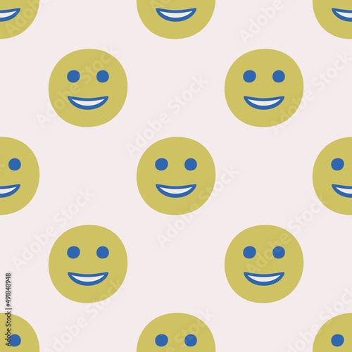 Seamless vector facial expression pattern. Repeat chat emoji background for fabric, textile, wrapping, cover etc.