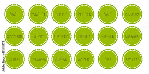Pantry spice jar seasoning label sticker organizer set. Spices and herbs jar labels and stickers. kitchen storage organization. basil, pepper