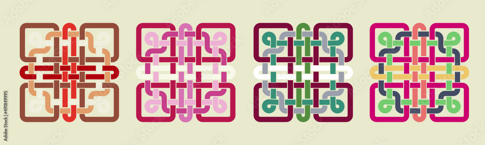 Buryat Mongolian interlaced five ribbons ornament vector illustration Buryat Mongolian interlaced five ribbons ornament vector illustration
