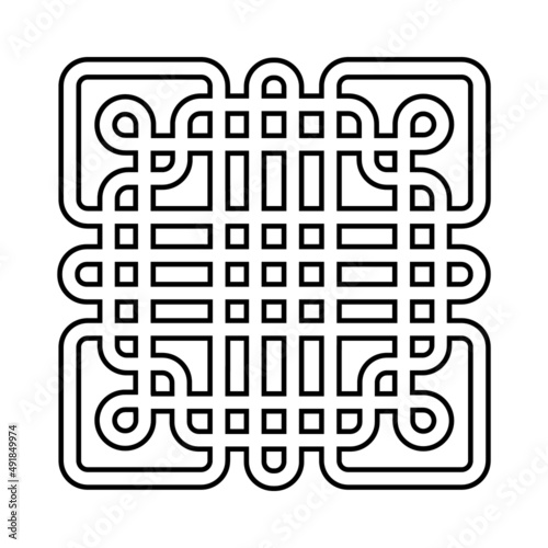 Buryat Mongolian interlaced five ribbons ornament vector illustration