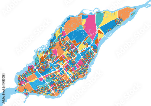 Laval, Canada colorful high resolution art map