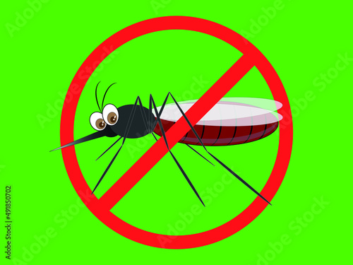 Banned mosquito sign isolated on green screen