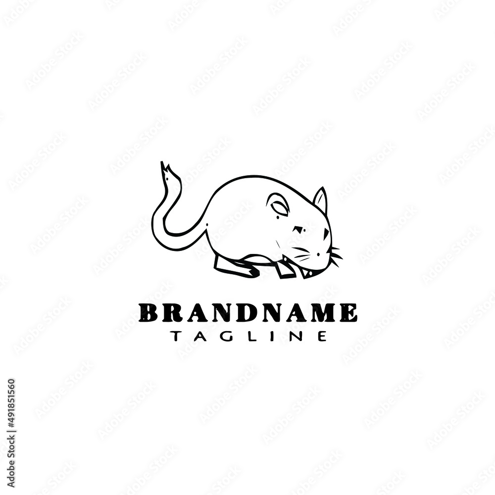 Fototapeta premium gerbil logo cartoon icon design template black isolated vector illustration