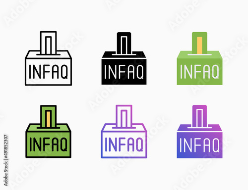 Infaq Box icon set with different styles. Style line, outline, flat, glyph, color, gradient. Editable stroke and pixel perfect. Can be used for digital product, presentation, print design and more.