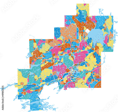 GreaterSudbury  Canada colorful high resolution art map