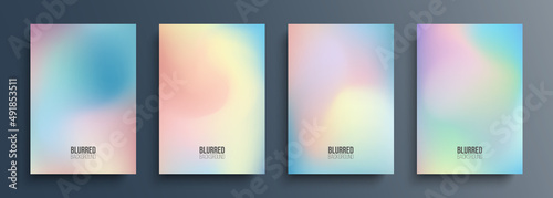 Set of blurred backgrounds with light soft color gradient for your creative graphic design. Vector illustration.