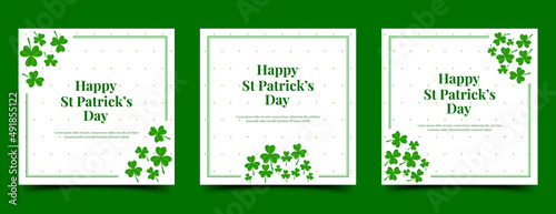Set of Saint Patrick day square banner template. Usable for social media post, banner, greeting card, and web.