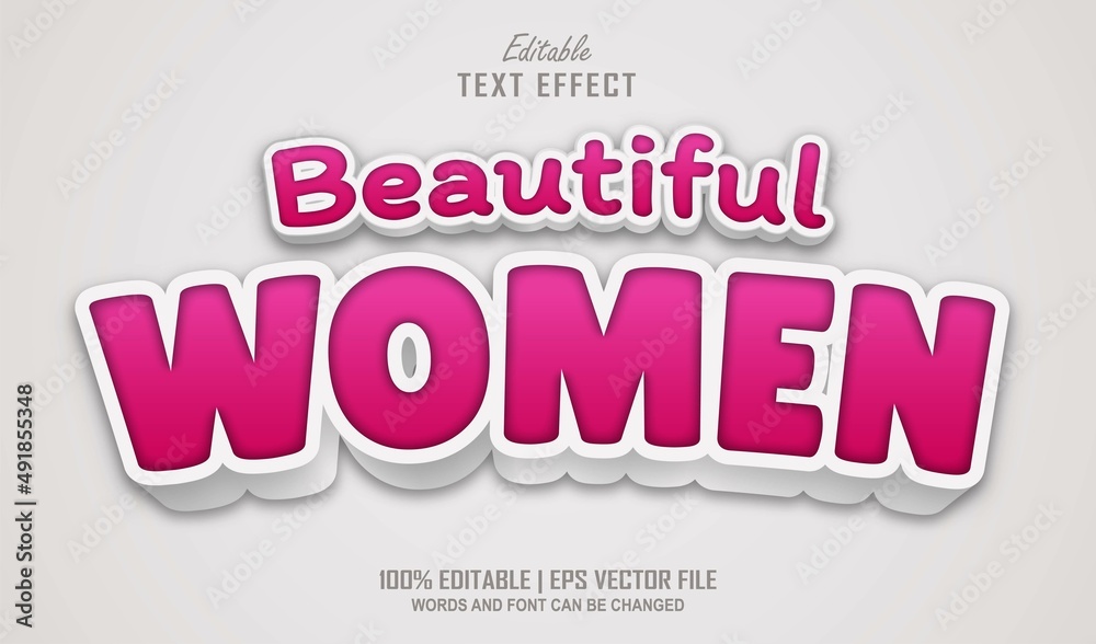 Obraz premium Beautiful Women Editable Text Effect Style