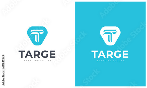 T Letter -  Targe Logo Template - Monogram Logotype Idea for Online Gaming