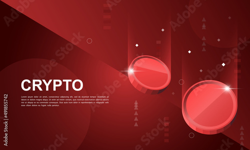 Banner marketing exchange cryptocurrency. red coins airdrop  background