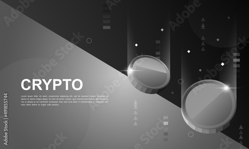 Banner marketing exchange cryptocurrency. gray coins airdrop  background