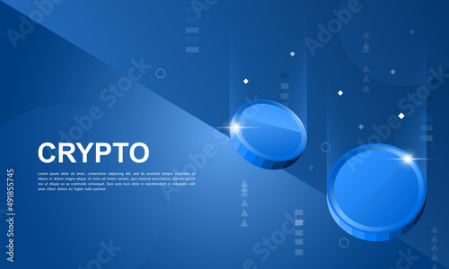 Banner marketing exchange cryptocurrency. blue coins airdrop  background