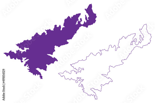 Amami Oshima island (Japan, East Asia, Japanese archipelago, Amami Islands) map vector illustration, scribble sketch Amami Oshima map