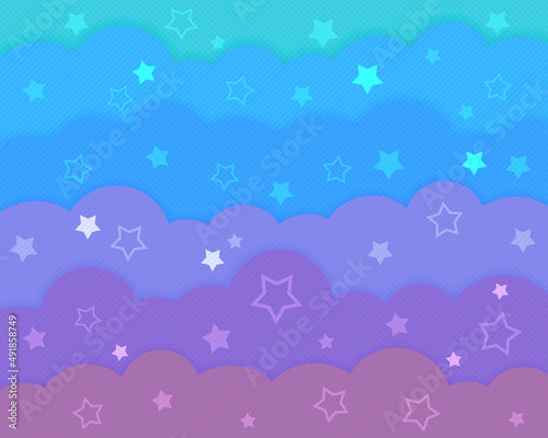 星模様のポップな背景_青〜紫