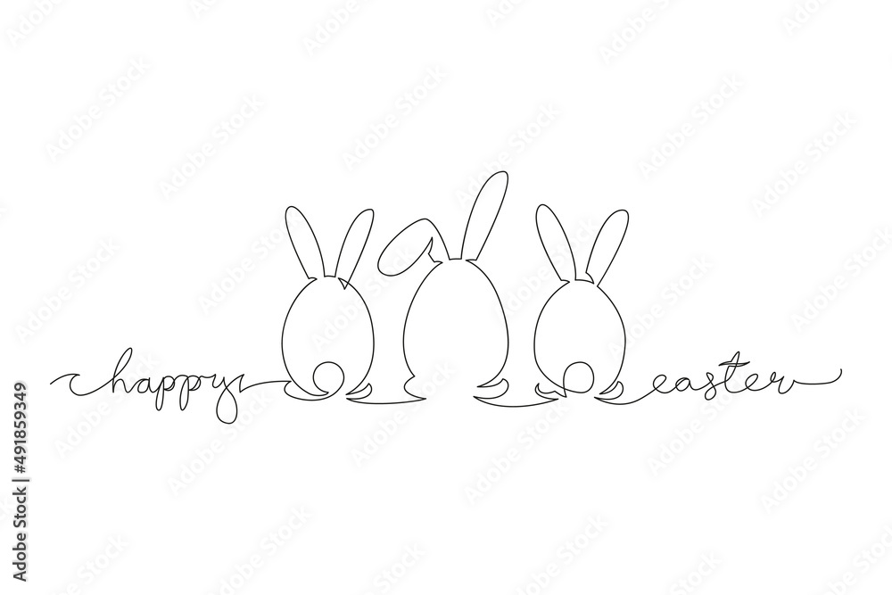 Have Yourself a Very Happy Easter. Easter Bunny illustration continuous line drawing. Vector illustration. Have Yourself a Very Happy Easter. Easter Bunny illustration continuous line drawing. Vector illustration.