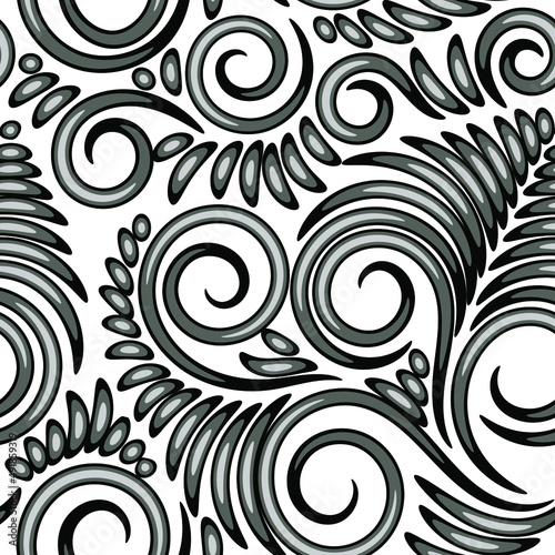 monochrome vector floral seamless pattern